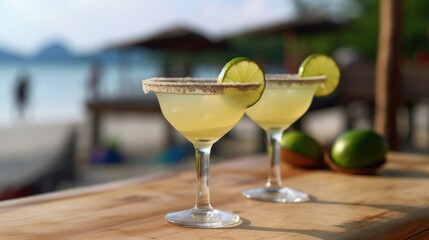 Refreshing Margaritas on a Tropical Beach