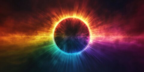 Fototapeta premium A mystical aura background featuring a radiant, colorful halo of light with soft, ethereal gradients blending into a dark, subtle backdrop.