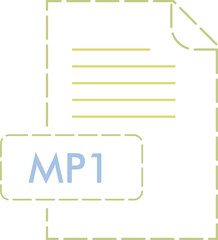 MP1 File format icon rounded dashed outline