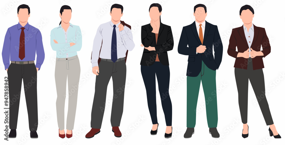 Wall mural Team of businesspeople standing together in an office. 
Group of business people standing. Male and female business people 