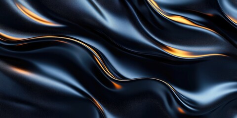 Fototapeta premium Abstract Wavy Texture with Dark Blue and Golden Highlights