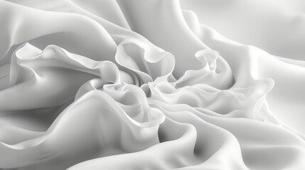 Obraz premium White silk satin fabric background, elegant luxurious texture, abstract design, soft flowing waves.