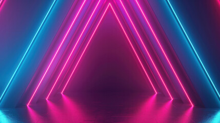 Fototapeta premium Neon Geometry, a vibrant display of glowing geometric shapes and dynamic light effects, creating an immersive abstract futuristic atmosphere full of energy and movement