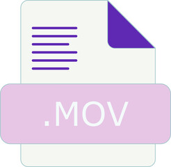 MOV File extension icon insidse fill with lines fill