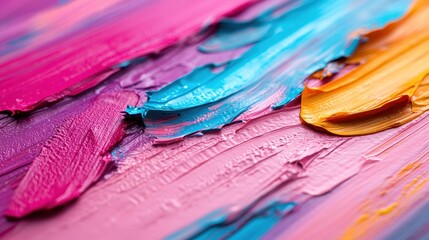 This image showcases a close-up view of abstract oil paint strokes, featuring a vibrant blend of...