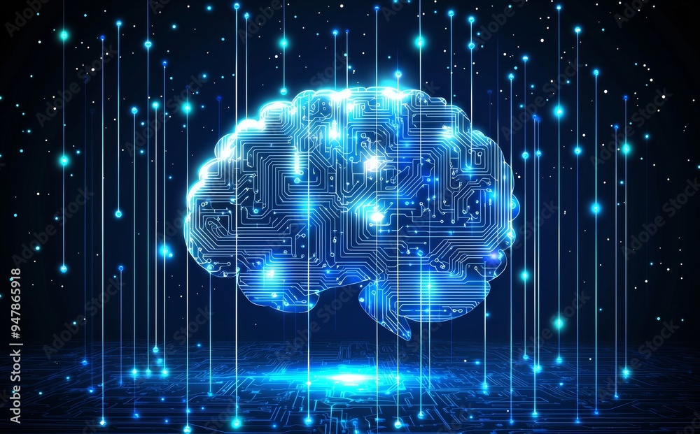 Poster a stock concept based on big data. machine learning based on circuit boards. deep learning based on 