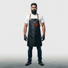 Portrait of male hairdresser on white background
