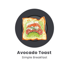 Hand drawn vector illustration of Avocado Toast on white background