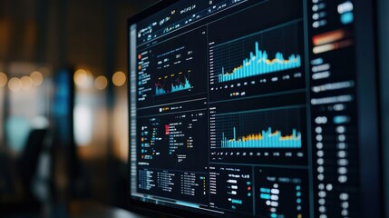 Obraz premium Close-up of a computer screen, showing data classification and categorization in a sophisticated analytics program.