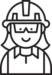 Woman Engineer Avatar Line Art
