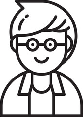 Nerd Student Avatar Line Art