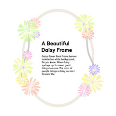 blossom daisy floral frame banner isolated on white background