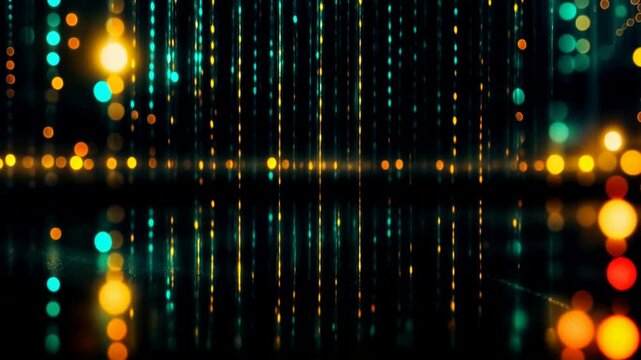 loop animation with neon futuristic template footage can be used for communication technology, internet neural network, data transfer encryption, glowing fiber optic link, quantum computing, global ai