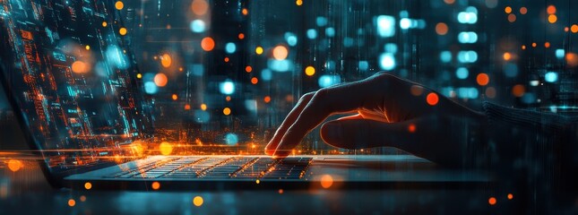 Database developer implementing ORM in data facility background server racks big data storage digital technology database administration IT support concept