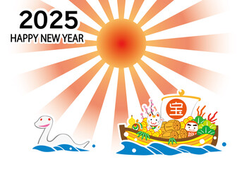 2025　ハッピーニューイヤー　ご来光　宝船