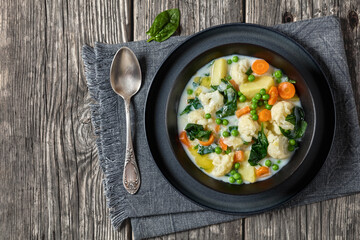 Kesakeitto, Finnish summer veggies soup in a bowl