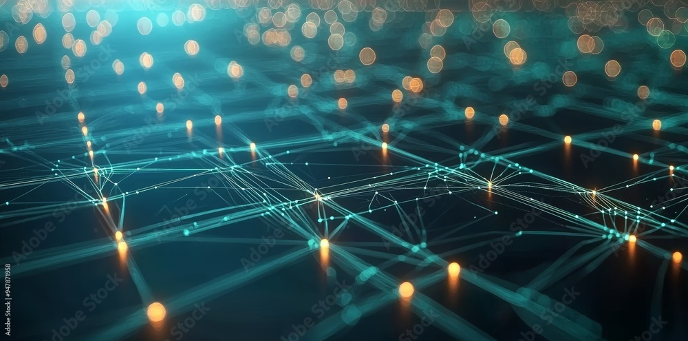 Poster big data concept in 3d illustration. neural networks, blockchain, database in future world.