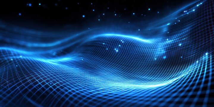 Modern science background featuring a digital grid overlay and dynamic, futuristic elements.