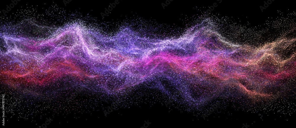 Poster 3d rendering of a futuristic dots background with a dynamic wave.
