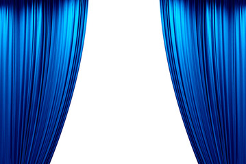 blue stage curtain, photo, png isolated on transparent background	
