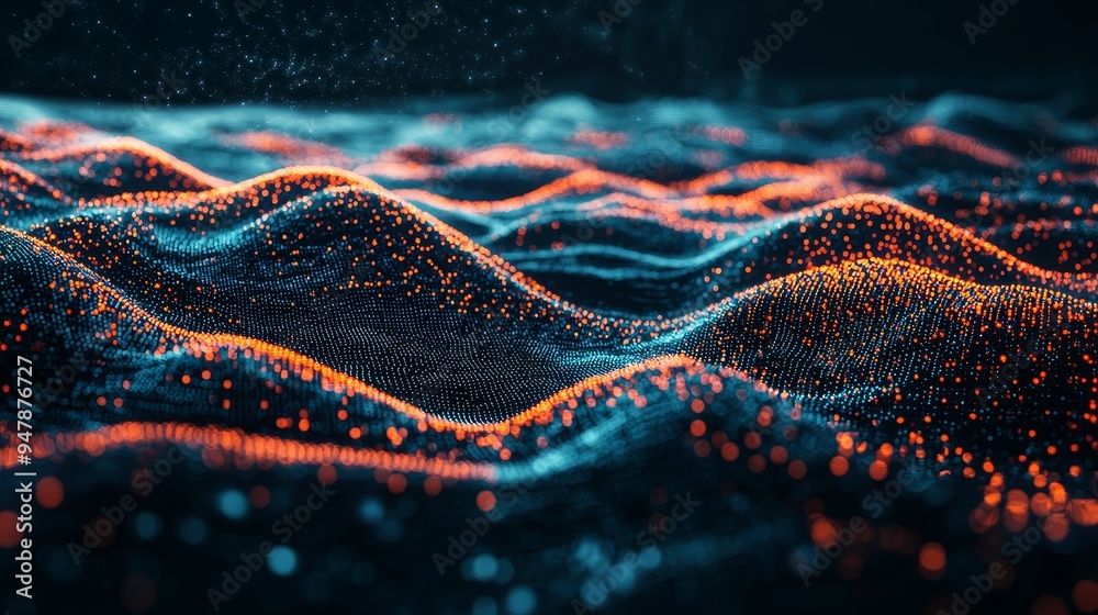 Poster network line connect stream. blockchain data fields. concept of ai technology, digital communication