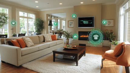 Smart home security system with IoT device protection. Modern security equipment.