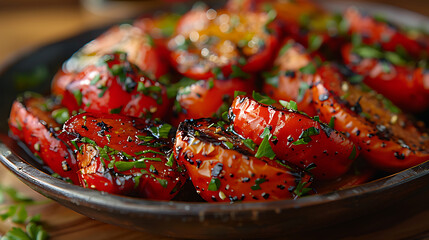 Juicy roasted red pepper slices