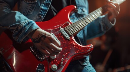 Naklejka premium The red electric guitar
