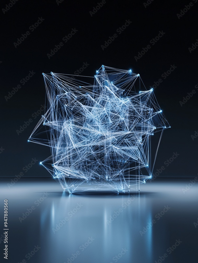 Poster a futuristic studio where ai tools generate a complex geometric design on a digital canvas, with spa