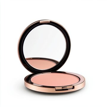 recommend clip art: a luxury makeup compact with mirror, makeup product, elegant design, soft lighting, isolated on white background
