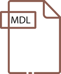 MDL File format minimal icon with black outline