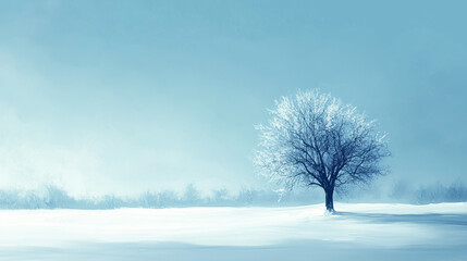 beautiful winter landscape with snow capped tree