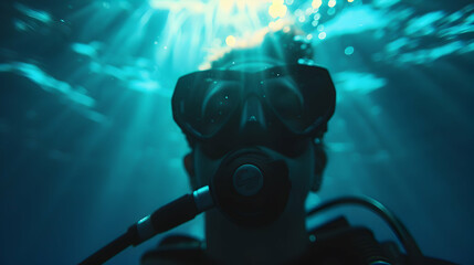 Man Scuba Diving The Ocean Man With Cocoa