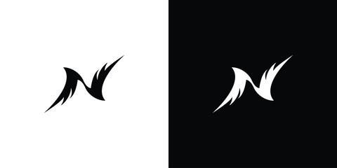 The bird wing N logo design is unique and modern