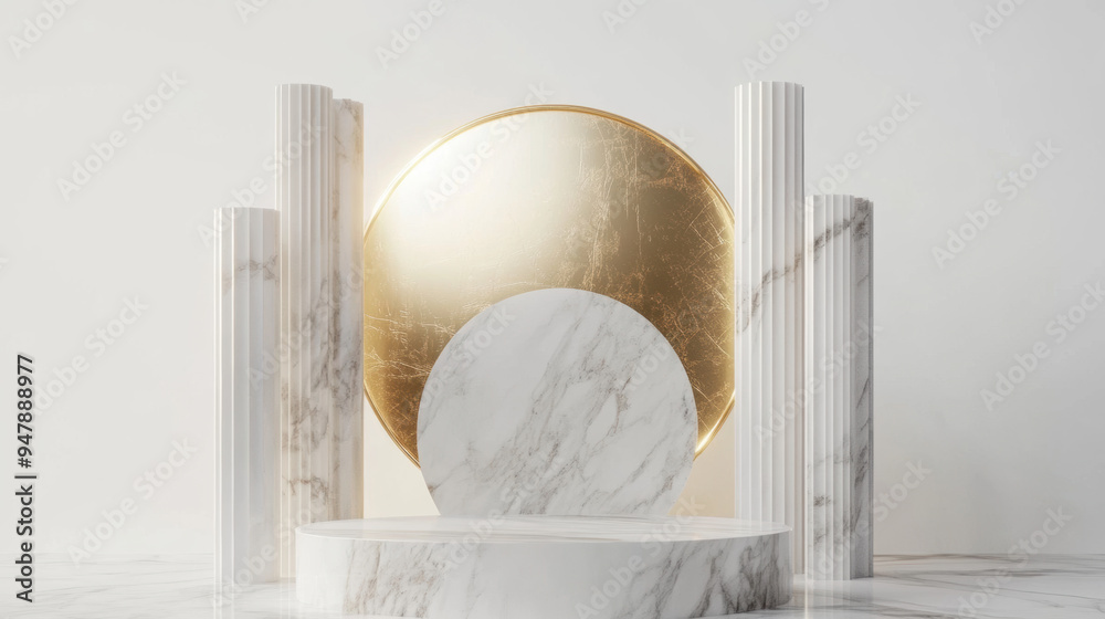 Wall mural marble and gold podium.