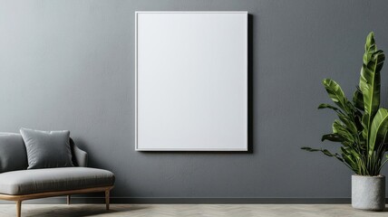 Blank canvas art on a modern gallery wall, creative showcase branding