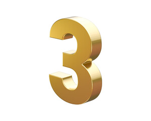 3d gold number 3