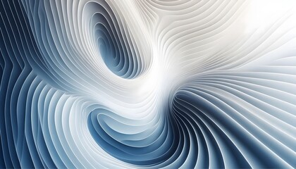 Naklejka premium Abstract blue and white wave, curve patterns flowing through a soft landscape background with gentle light.
