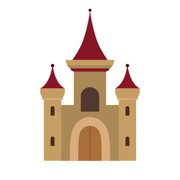 recommend clip art: Medieval castle flat illustration design, cartoon royal castle vector art, kingdom fantasy architecture concept illustration
                    