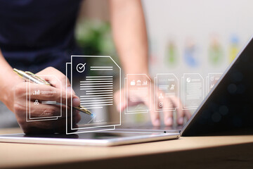 Electronic signature concept, Online business contract Electronic signature, e-signing, digital...