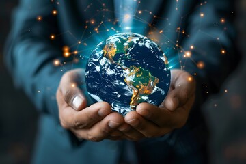 Fototapeta premium Embracing the World: A Symbol of Global Connection and Responsibility