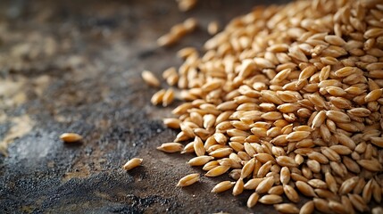 Fototapeta premium A close-up of organic spelt grain, capturing every intricate detail in macro.