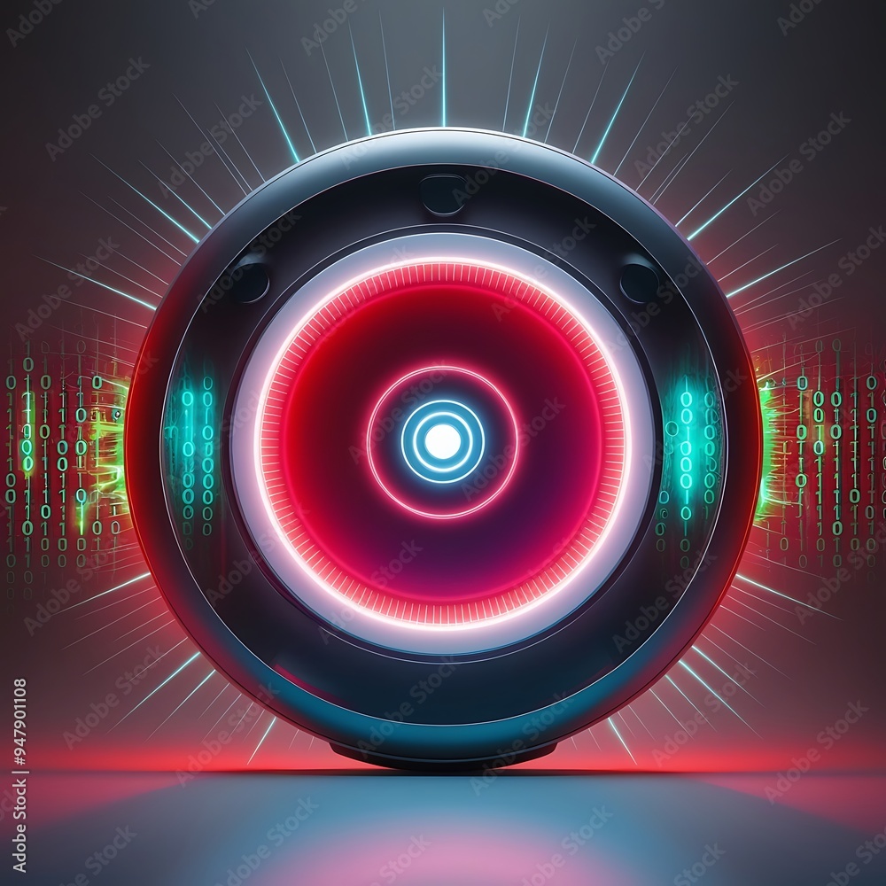 Wall mural glowing circle. For futuristic or technology-themed designs