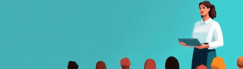 Structured presentation with step-by-step process diagrams, engaged audience, professional seminar