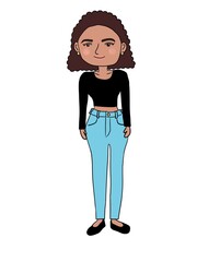 ジーンズを履いた黒人女性