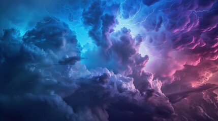 Obraz premium Thunderstorm Clouds with Lightning