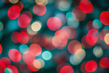 blurry image of red and blue lights with a blue background. The image has a festive and lively mood, as it is a Christmas light display