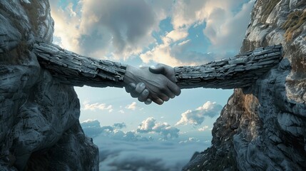 Fototapeta premium Bridging the Gap Digital Handshake Uniting Two Worlds Conquering Business Challenges Together