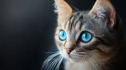 Obraz premium A beautiful feline look, showcasing the elegance and allure of a cat, with its expressive eyes, sleek fur, and graceful demeanor.