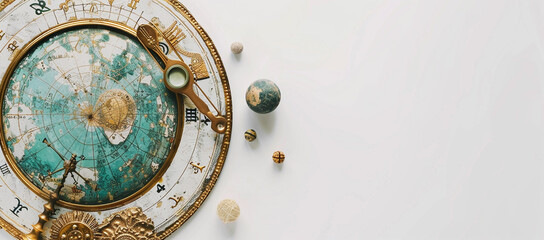 Naklejka premium Astrology. Astro Astrologer calculates natal chart makes forecast of fate Tarot cards, Fortune telling on tarot cards magic crystal, occultism, Esoteric background. Fortune telling,tarot predictions